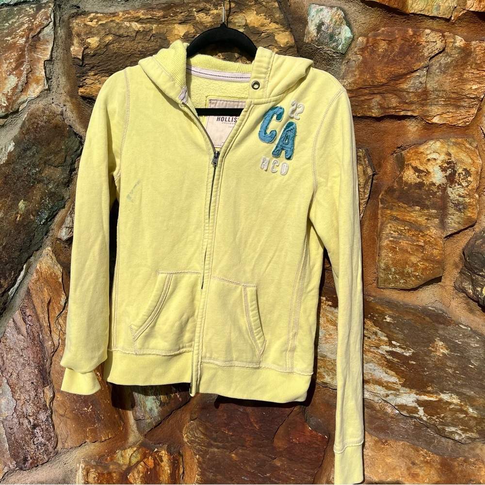 Hollister yellow double zipper vintage Y2K hoodie